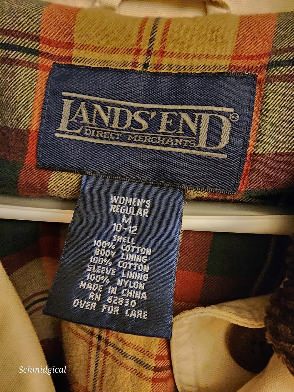 Vintage Lands' End Women's Cream Barn Chore Jacket with Brown Corduroy Collar - Picture 3 of 7